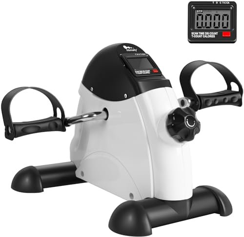 himaly Mini Bicicleta Estática con Pantalla LCD para Entrenamiento de Brazos y Piernas Minibicicleta Ajustable para Hacer Ejercicio en Casa para Mujer y Hombre,Pedales Estaticos(Blanco)
