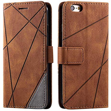 SONWO Hülle für iPhone 6S / iPhone 6, Premium Leder PU Handyhülle Flip Case Wallet Silikon Bumper Schutzhülle Klapphülle für iPhone 6S / iPhone 6, Braun