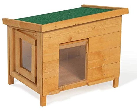 IDMarket - Casa para gatos con puerta basculante con láminas