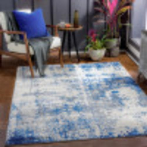 Livabliss Victoire Phuket Abstract Rug – 200x290 cm, Blue, Grey & Cream