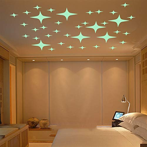 TYUTYU Wandaufkleber Home Möblierung dekorative leuchtende lichtemitting Spiel Sterne Engel tapete Room Decken dekor (Size : 21X29CM)