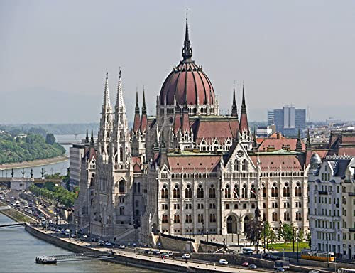 hansepuzzle 97017 - Reichstag Budapest Puzzle 1000 Teile - Gebäude Puzzle mit hochwertiger Aufbewahrung: Kartonbox und wiederverschließbarem Beutel - Format 60 × 46 cm