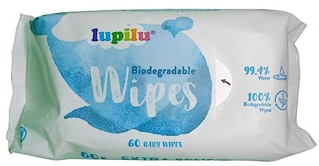 12 PACKS 99% Water Pure Newborn Baby Wipes SENSITIVE (60 wipes per pack) Biodegradable Made from 100% Plant Fibres LUPILU