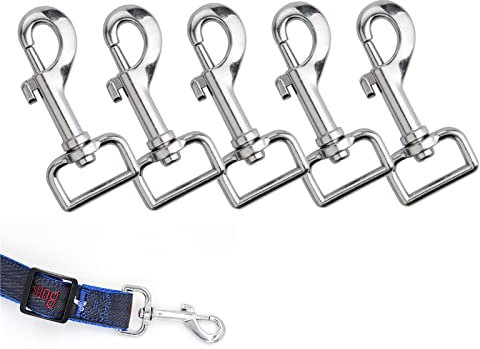 5 Stück Karabinerhaken für Hundeleine Haken mit Drehgelenk für Hundehalsband Karabiner Haken mit Drehgelenk 25x72mm Schnappkarabiner für Hundehalsband Eimer Hängematte Pferd Tack, Silber