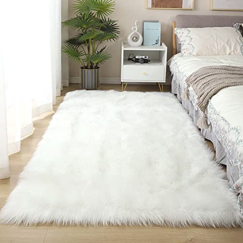 RGRE Teppich Für Wohnzimmer 90x200cm, Faux Lammfell Schaffell Teppich, Nachahmung Wolle Teppich, Teppich Für Outdoor Küchenteppich Balkon Terrasse Fellteppich