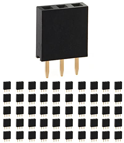 CHANZON Pin Header Strip for Arduino Gpio 3 pin x 50pcs Female Headers Pins Straight Single Row Gold Plated Pitch 2.54mm 0.1 inch for PCB Connector Machine Breadboard Electronic Circuit Board