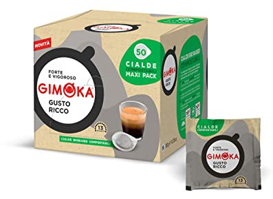 Gimoka Dosette Compostable, Mélange Gusto Ricco intensité 13/13-50 Dosettes en Papier de Café - Compatible Pour Easy Serving Espresso (Système ESE 44 mm)