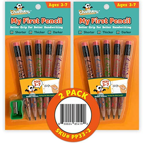 Channie's Kinder Mein erster Bleistift, Graphit-Jumbo-Schaft, vorgespitzt, 2B-Bleistifte für 3–7 Jahre, Holz-Panda, 2 Stück (10 Bleistifte)