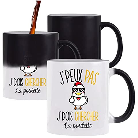 Mug magique J'dois chercher la poulette | Tasse qui change de couleur avec la chaleur