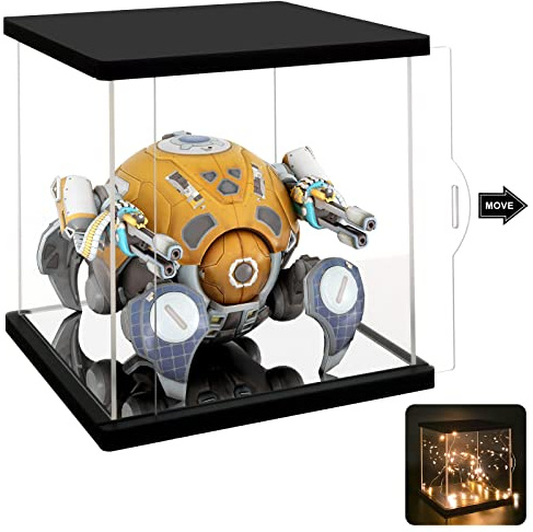 NONEMEY Clear Acrylic Display Case with Lights, Dustproof Diecast Model Show Box,Countertop Box Cube Organizer Stand Dustproof Protection Showcase for Collectibles (14x14x14 inch;35x35x35cm)