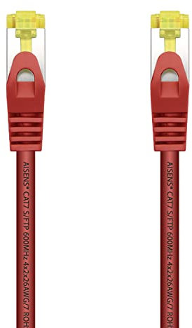 AISENS Cable De Red Latiguillo RJ45 LSZH Cat.7 600 MHz S/FTP PIMF AWG26. Rojo. 25 cm