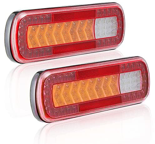 ETUKER LED Anhänger Rücklicht-Komplettsets,LED Lkw Beleuchtung 12/24V LED Rückleuchten Heckanhänger Licht Anhänger Rückleuchten Halo Heckleuchte mit Reflektor Wasserdicht für Traktor E-Mark Zertifikat
