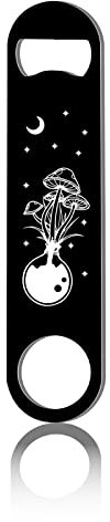 CREATCABIN Black Funny Bottle Opener Mushroom Moon Star Flat Speed Openers Stainless Steel Heavy Duty For Bar Pub Beer Bartenders Home Kitchen Father's Day Valentine Birthday Gifts Easy To Use 7