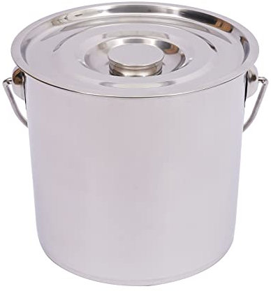 KOLHGNSE Lebensmittel Eimer Edelstahleimer Anwendungen Kücheneimer Futtereimer Wassereimer mit Edelstahl Deckel Neu, 6/12/20 Liter (6L)