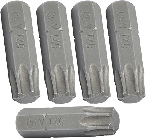 AERZETIX - C62144 - Set di 5 punte per avvitare 1/4'' a impronta stella T40 6 lati - lunghezza 25mm - strumento serraggio chiave a cricchetto bussola cacciavite ferramenta meccanica - in acciaio CR-V