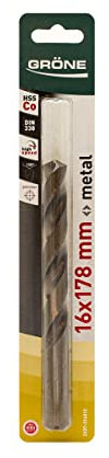 GRÖNE Brocas para Metal Cobalto - Acero HSS - Alta Velocidad de Corte - Resistente A Temperaturas Extremas - No Se Sobrecalienta - 16 mm 1 ud.