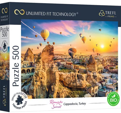 Trefl Prime - Puzzle UFT Romantic Sunset: Cappadocia, Turkey -500 Elemente-Dickste Pappe, Cappadocia, Türkei, Luftballons, moderne Puzzles, kreative Unterhaltung für Erwachsene und Kinder ab 10 Jahren