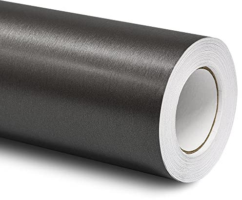 Folindo® 3D Alu gebürstet Titan Grau Autofolie (20€/m²) | 50 x 152 cm | Selbstklebende Luftkanal Folie zur Auto Folierung | Blasenfrei