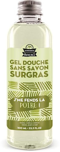 Gel douche 100 ml J'me Fends la Poire série limitée - Les Petits Bains de Provence - Gel douche ludique et amusant - senteur Poire - drôle - surgras sans savon