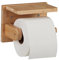 Relaxdays Toilettenpapierhalter mit Ablage, für Handy & Feuchttücher, Klopapierhalter Bambus, HBT: 12x16x10 cm, Natur