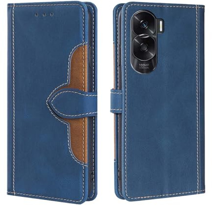 GOKEN Cover per Honor 90 Lite, Custodia Folio in PU Pelle Flip Wallet Libro Case con Portafoglio, TPU Silicone Magnetica Cover con Supporto di Stand/Carte Slot (Blu)