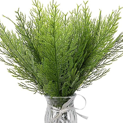 Watayo Künstliche Tannenzweige aus Kunststoff, 34,9 cm, 60 Stück, künstliche Tannenzweige für selbstgemachte Girlande, Kranz, Weihnachten, Party, Haus, Garten, Dekoration