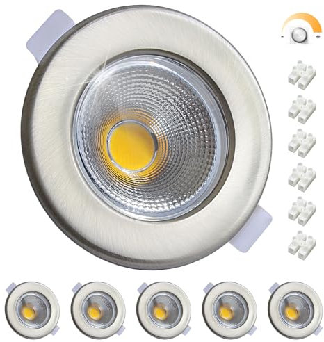 Wondlumi Spot LED Encastrable Dimmable Extra Plat 10W 4000K Blanc Neutre Trou 65-88mm COB,850LM 220V,Spot de Plafond Inox Pour Cuisine Chambre Salon Lot de 6