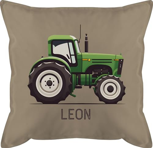 Kissen 50x50 - Traktor Landwirte Landwirt Traktoren Trecker Landwirtschaft - 50 x 50 cm - Beige - für traktorfahrer traktorfan Geschenke Traktor-trecker Name personalisierte Einschulung Bauer und