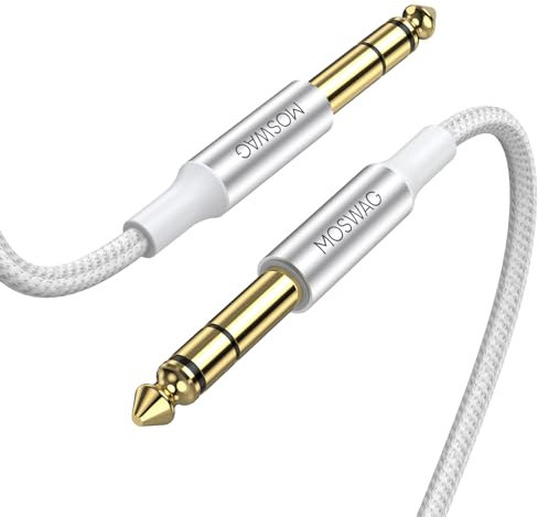 MOSWAG 1M TRS Audio Cable, 1/4 to 1/4 Balanced Interconnect, Nylon Braid, Compatible with Electric Guitar, Bass Guitar, Mixing