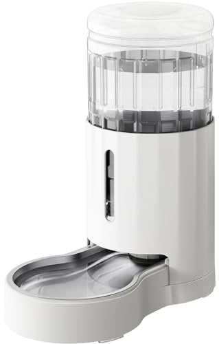 JUNSPOW Distributeur d'eau en Acier Inoxydable 7L, Grande capacité, Pas d'électricité et Distributeur d'eau Automatique Ultra-Silencieux pour Les Grands Chiens et Les Chats Multiples, Blanc.