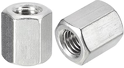 sourcing map M10 x 1.5 Abstand 20mm Länge Kupplung Muttern 4Stk 304 Edelstahl Metrisch Sechskant Stab Kupplung Muttern