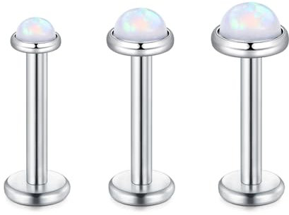 LAURITAMI Lippenpiercing Labret Stecker 6mm 8mm Opal CZ 1.2mm Tragus Helix Piercing Ohrpiercing Knorpel Ohrringe Edelstahl