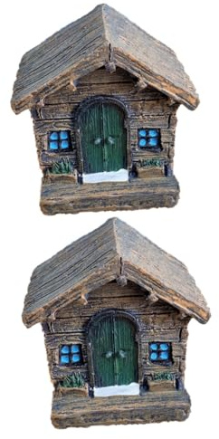 Garneck 2 Pièces Mini Ornement de Maison en Bois décoration pour Aquarium abri buches Accessoires d'aquarium Petites décorations d'aquarium Ornement de Ferme en résine Ornement en résine