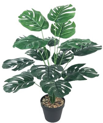 OSQI Macetas de plantas artificiales, grandes monstera falsas, flores artificiales para interior y exterior, adecuadas para habitaciones, baños, balcones, decoración moderna (57 x 40 cm)