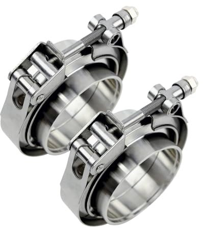 ROADFORMER V-Band 3 Quick Release Clamp with Stainless Steel Flanges for Exhaust System, Turbocharger, Downpipe and Mufflers (3 - 2 Pack)