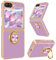 Fingic for Z Flip 6 Case [with 360° Ring Holder][Support Magnetic Car Mount]Shiny Plating Gold Slim Thin Soft TPU Dropproof Shockproof Case for Samsung Z Flip 6 for Women Men,6.7”,2024,Lavender Purple