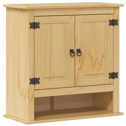 vidaXL Bad Wandschrank, Badschrank mit Stauraum Metallgriff, Hängeschrank für Badezimmer, Badezimmerschrank Badmöbel, Massivholz Kiefer