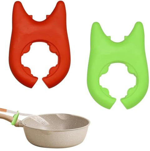2Pcs kochlöffelhalter, kochlöffel ablage, Löffel Topf Pfanne Halter Spatel Klammer Clips, Hitzebeständigkeit Anti-Rutsch-Silikon Topf Löffel Halter Topf Clip Halter