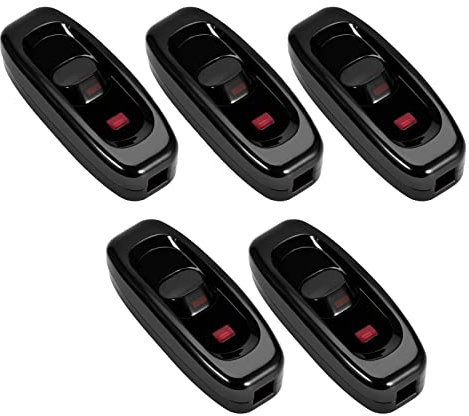 Interruptor de Luz Interruptor de Cable ON/Off con Luz Indicadora LED, Adecuado para Apliques, Fácil de Conectar, Conmutación Unipolar (Black)