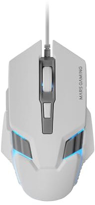 Mars Gaming MM024, Ratón Gaming RGB, Sensor Óptico 4000 dpi, Switches Mecánicos Huano, Iluminación RGB Flow, Ajuste On-The-Fly 1200/2400 / 3200/4000 dpi, Compatibilidad Multiplataforma, Blanco