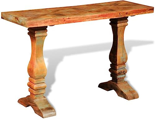 ULUYYUC Table de chevet étroite - Table de chevet - Table console en bois recyclé massif pour balcon, jardin, salon, chambre à coucher