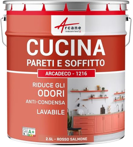 Vernice per cucina lavabile, muro e soffitto: ARCADECO - 1216 - Rosso salmone - RAL 3022 - ARCANE INDUSTRIES