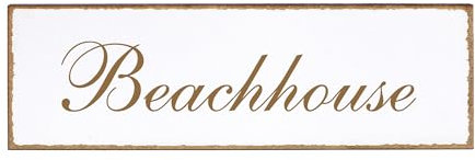 Dekolando Deko Türschild - Beachhouse - Schild 150 x 50 mm - Schilder Türschilder Namensschilder Wohnung selbstklebend Holzschild Tür Holzschilder