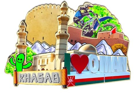 Orlaybar Khasab Oman Dekorativer Magnet, 3D-Kühlschrank, Stadt, Reise, Souvenir, Touristengeschenke, handgefertigtes Handwerk, Kühlschrankmagnet, Heimdekoration -1134