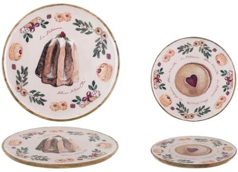 Blanc Mariclò Set 2 vassoi natalizi in legno “La Patisserie”, shabby chic, vintage D40x3 cm