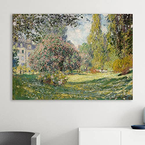 Claude Monet Parc Monceau Riproduzione Artistica - Quadro su tela pronto da appendere con kit montaggio incluso arredamento casa e ufficio - 70x100cm
