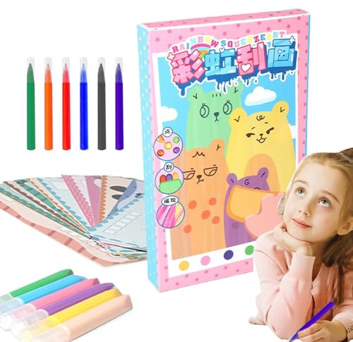 Scratch Notebook - 35 -teiliger Regenbogenkünstler Kratzbuch | Creative Travel Scratch Pad, Fun Sticker Doodle Notebook für Kinder, Familie, Zuhause, Feiertage, chinesisches Neujahr, Thanksgiving GIFs
