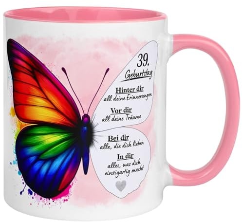 39 Geburtstag Frau Geschenk Tasse | Weil du einfach Einzigartig bist | Geburtstagstasse für Frauen zum 39. Geburtstag | 39ter Geburtstag - Geburtstagsgeschenk mit Spruch | Made in Germany