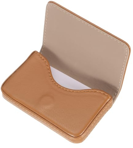 QUARKZMAN PU-Leder-Visitenkartenetui für Damen und Herren Beige | Visitenkartenhalter mit Magnetverschluss, Visitenkartenhalter