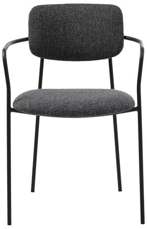 Armlehnstuhl >ZAMA< 2er-Set Armlehnstuhl ZAMA aus robustem Hevre-Stoff in Dunkelgrau mit stabilem 4-Fuß-Metallgestell, ergonomischer Sitzhöhe 47,5 cm, modern